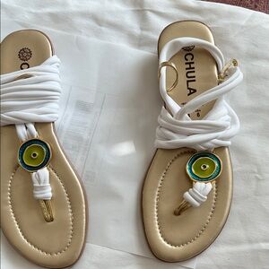 Gold and White Women's Sandals